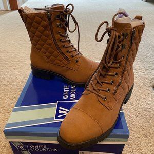 White Mountain Quilted boots - 7.5 - BRAND NEW IN BOX - Cognac "Dashing"